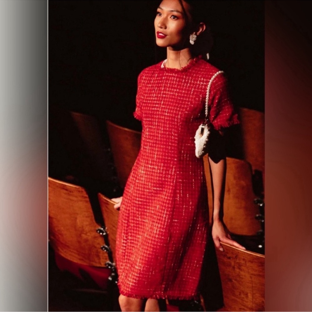Ivy City Co Red Sheath Mini Dress Crew Neck Short Sleeve